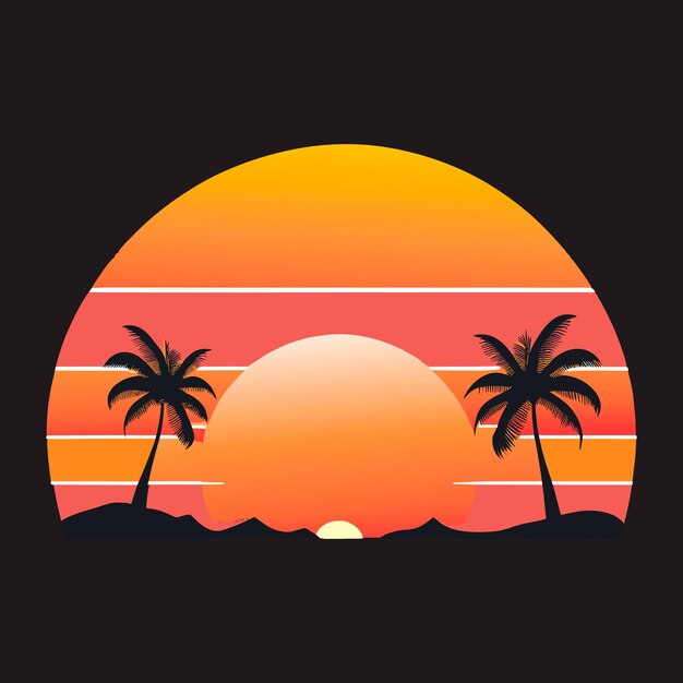 Vetor pacote de design de camiseta de verão sunset retro