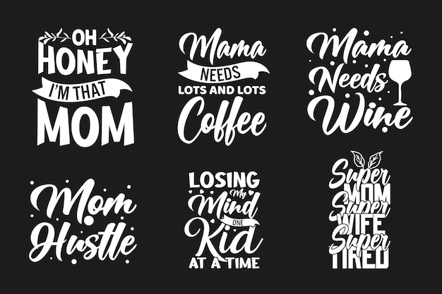 Pacote de design de citações de letras para mães