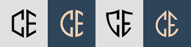 Pacote de design de logotipo ce de letras iniciais simples criativo