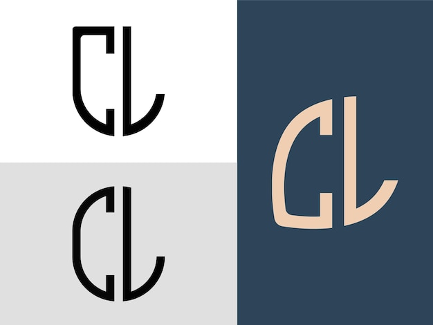 Pacote de design de logotipo cl de letras iniciais criativas