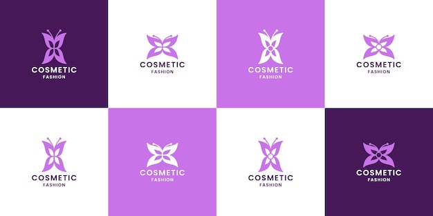 Pacote de design de logotipo de borboleta de luxo para empresa de cosméticos