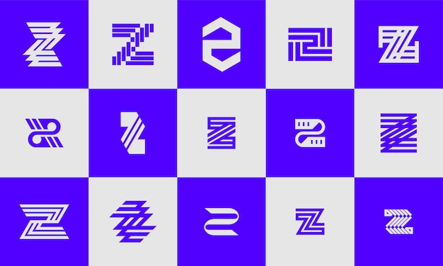 Pacote de design de logotipo de ícone de letra z de linha de negócios moderna