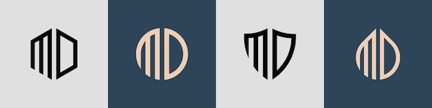 Vetor pacote de design de logotipo md de letras iniciais simples criativo