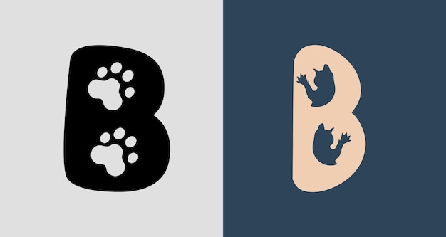 Pacote de designs de logotipo de gato com letras iniciais b