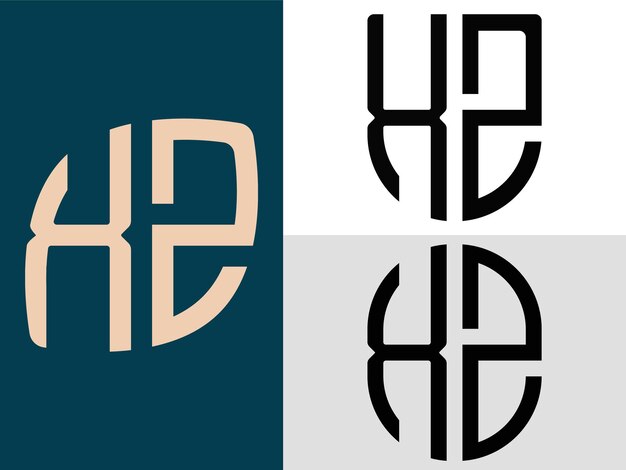 Pacote de designs de logotipo de letras iniciais criativas xz