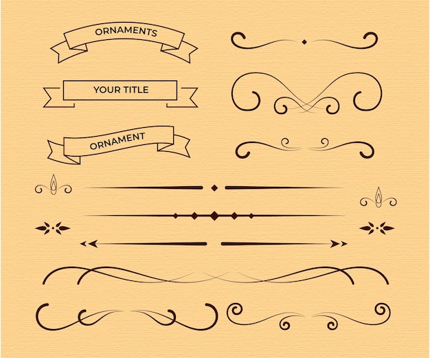 Pacote de elemento decorativo caligráfico