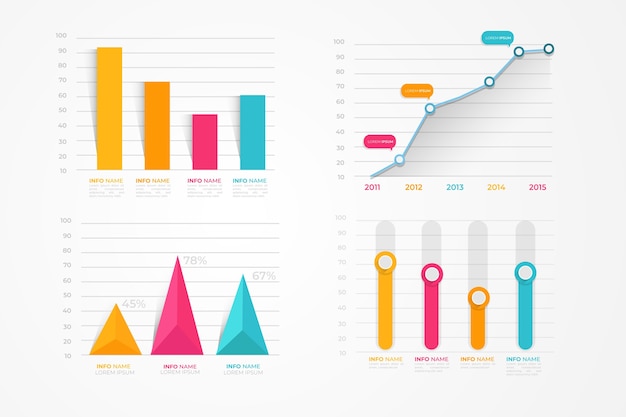 Vetor pacote de elementos infográfico plana