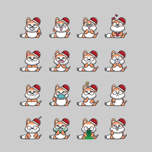 Pacote de emoticons de cachorro de natal