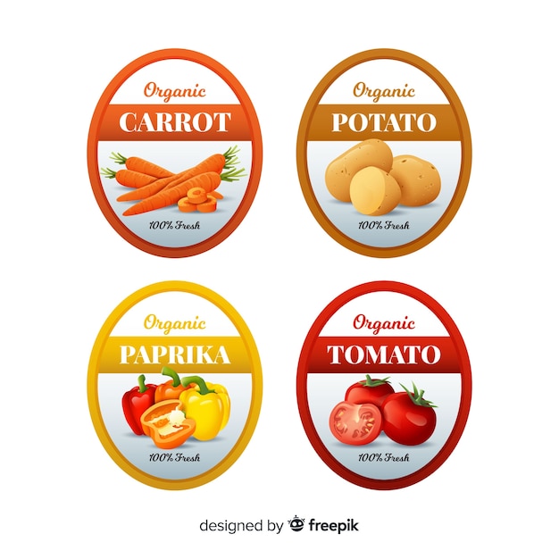 Pacote de etiquetas de alimentos orgânicos realistas