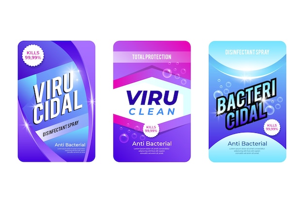 Pacote de etiquetas para produtos viricidas e bactericidas