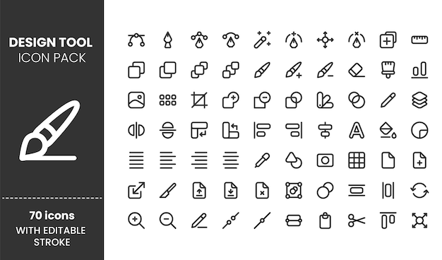 Pacote de ícones de aplicativos de interface do usuário de design gráfico em estilo de cor de contorno preto