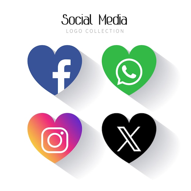 Vetor pacote de ícones de coleção de mídia social instagram facebook whatsapp x vector