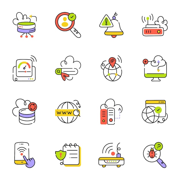 Pacote de ícones de desenho de serviços da web