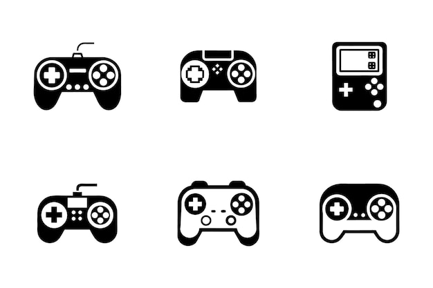 Pacote de ícones de jogos definido em vetor de estilo de silhueta criativa