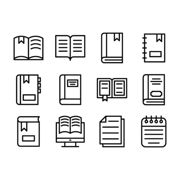 Pacote de ícones de linha de livro