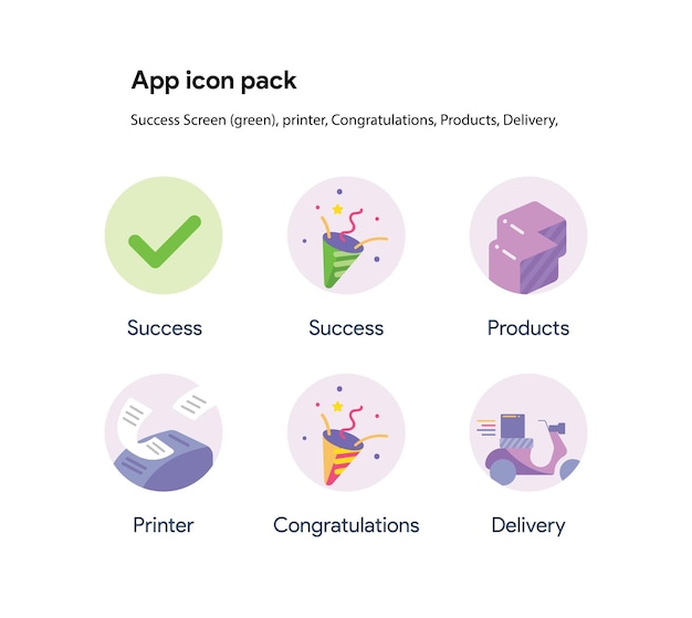 Pacote de ícones de sucesso de objetos de interface do usuário