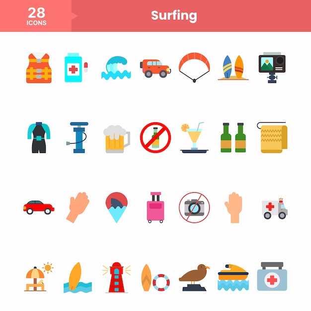 Pacote de ícones de surf