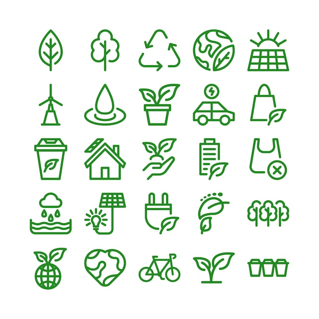 Pacote de ícones Go Green Essentials