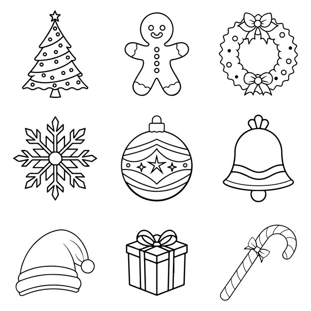 Pacote de ícones planos vetoriais de Natal