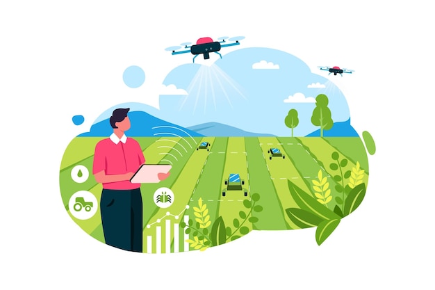 Pacote de ilustração de agricultura inteligente