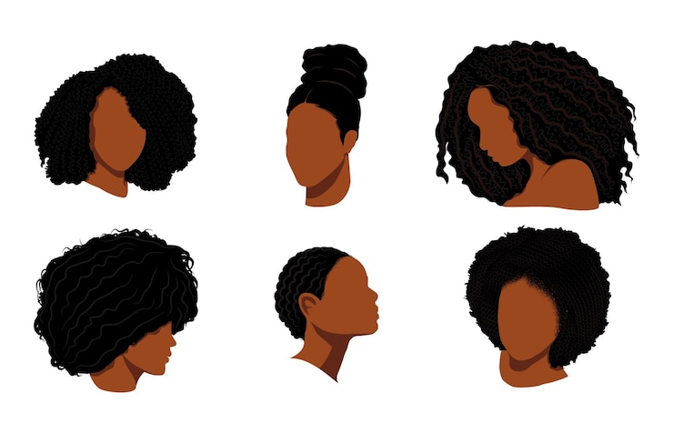 Vetor pacote de ilustração de cabelo de mulher africana