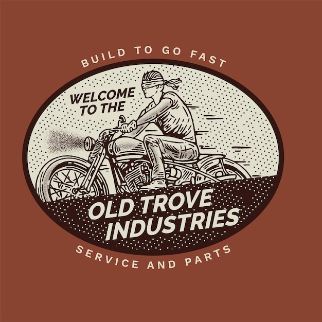 Pacote de ilustração vintage de design de emblemas de motocicleta