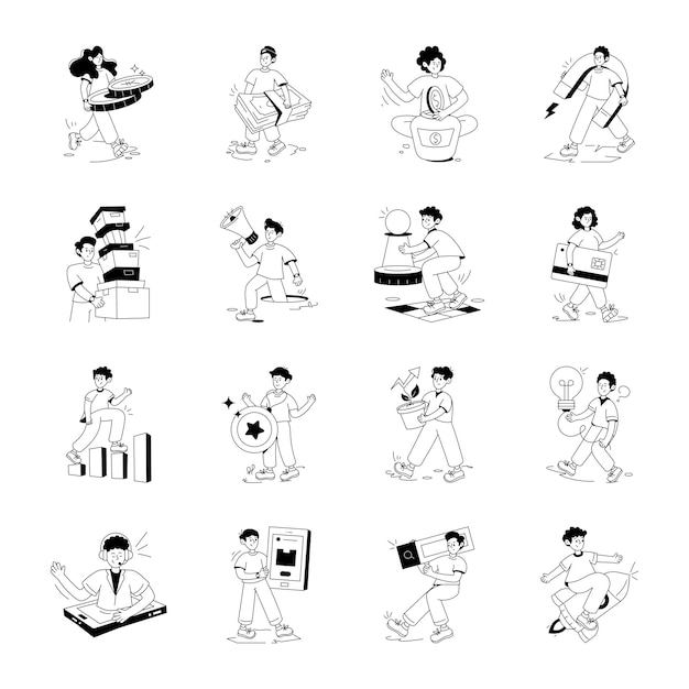 Pacote de Ilustrações Lineares de Vendas e Marketing