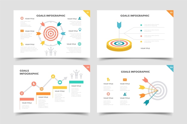 Pacote de infográfico de metas