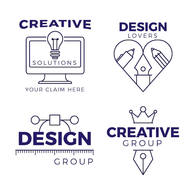 Vetor pacote de logotipo de designer gráfico de design plano