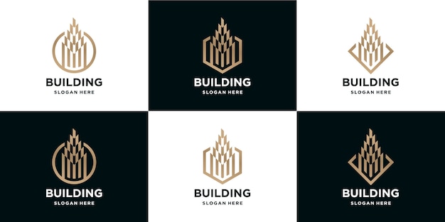 Pacote de logotipo de edifício de luxo