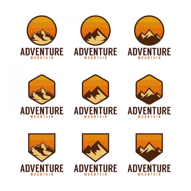 pacote de logotipo de montanha de aventura