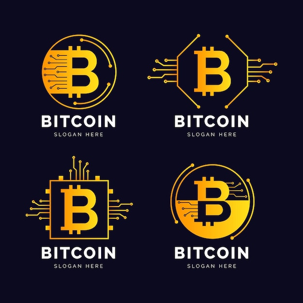 Vetor pacote de logotipos bitcoin de design plano