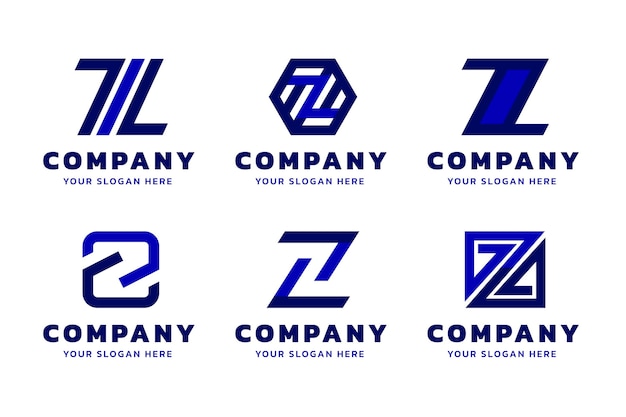 Vetor pacote de modelo de logotipo de letra z design plano