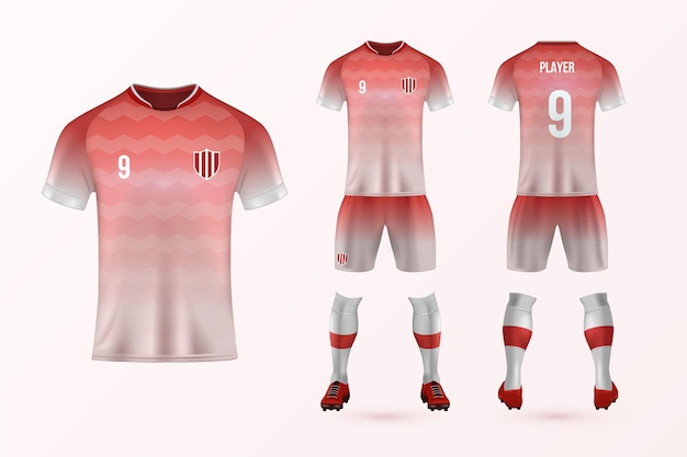 Vetor pacote de modelo uniforme de futebol