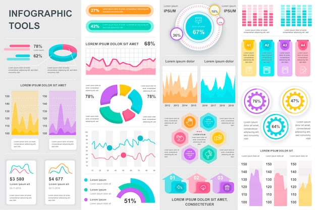 Pacote de modelos de elementos de ui ux kit infográfico