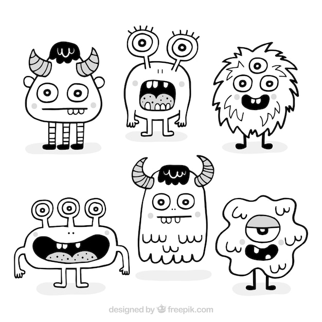 coleção de monstros de halloween doodle desenho como jack o'lantern,  fantasma, bruxa e muito mais. 3541107 Vetor no Vecteezy