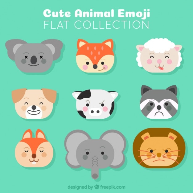 Pacote de nove emoticons animais