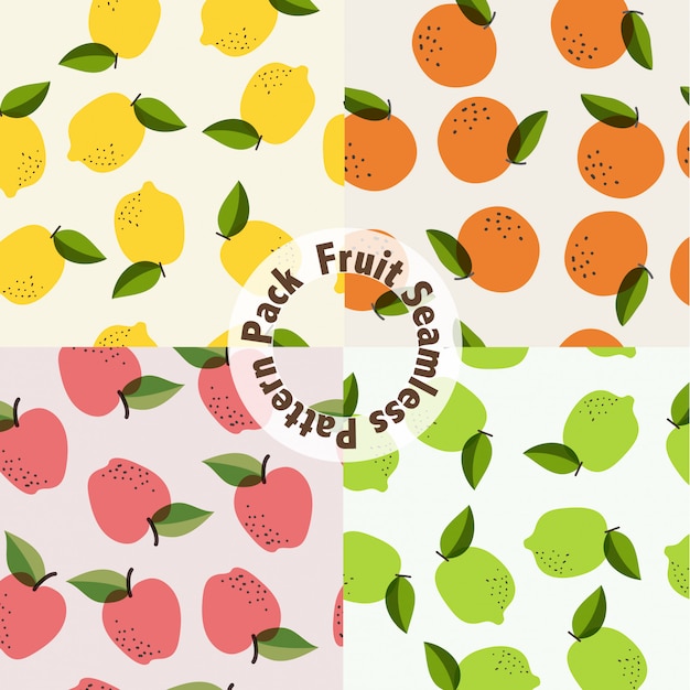 Pacote de padrões sem emenda de frutas