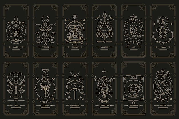 Pacote de signos do zodíaco em design plano