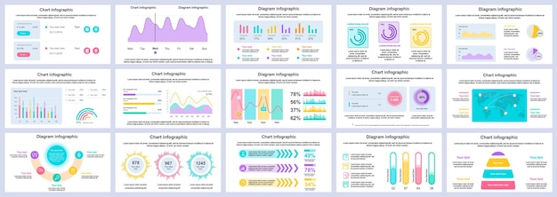 Vetor pacote de slides de apresentação de infográficos de negócios e finanças