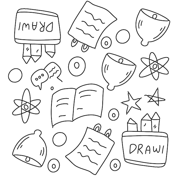 Pacote de vetores de estilo doodle de linha definida de educação