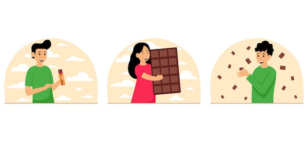 Vetor pacote dia mundial do chocolate flat design