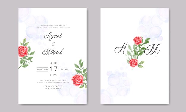 pacote e conjunto de convite de casamento em modelo floral