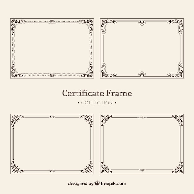 Pacote vintage de quadros de certificado