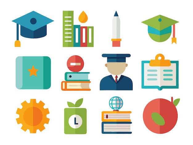 Pacotes de modelos de design de ícones de educação em White