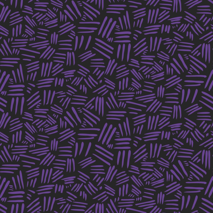 Vetor padrão abstrato com traços roxos caóticos desenhados à mão em preto. textura de moda roxa escura para têxtil, papel de embrulho, capa, superfície, papel de parede, fundo