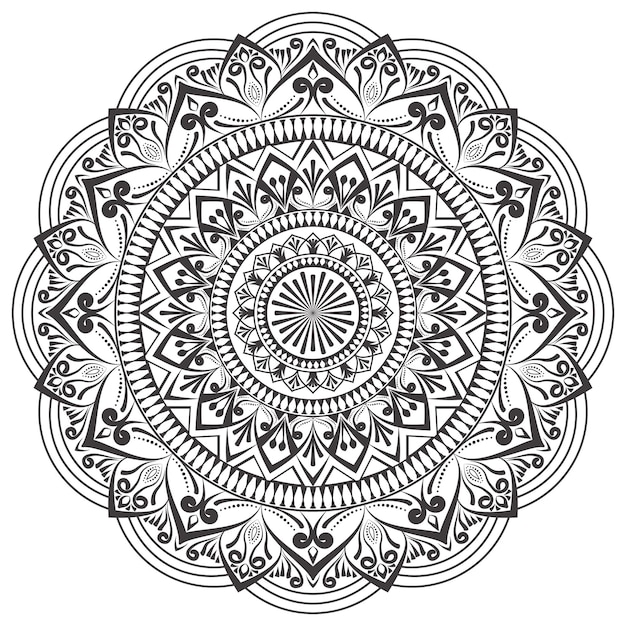 Vetor padrão abstrato de mandala preto branco para colorir livro padrão de flores