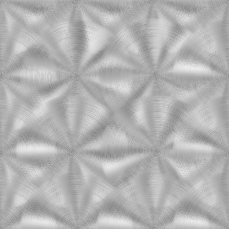 Vetor padrão abstrato de metal brilhante sem costura com textura circular escovada em cores prateadas