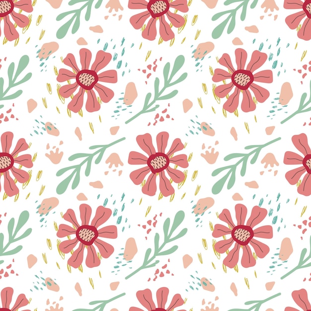 Padrão abstrato floral sem costura Padrão vetorial isolado para