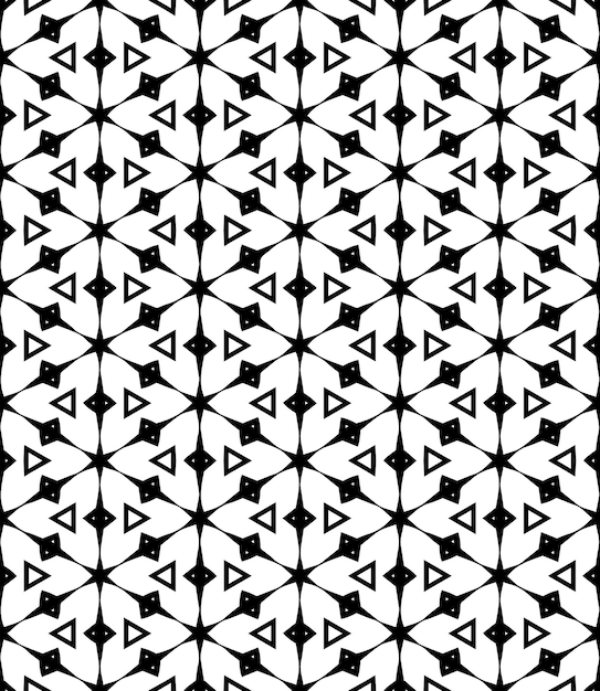 Padrão abstrato sem costura preto e branco fundo e pano de fundo desenho ornamental em escala de cinza ornamentos em mosaico ilustração gráfica vetorial eps10